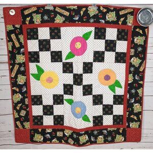 Home Sweet Home Multi‎ Print Black White 34 x 34 Handmade Quilt